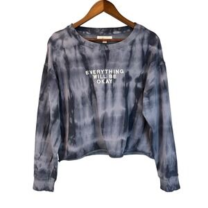 Spiritual Gangster Mazzie Tie Dye Crop Sweatshirt Everything Will Be Okay Sz XL